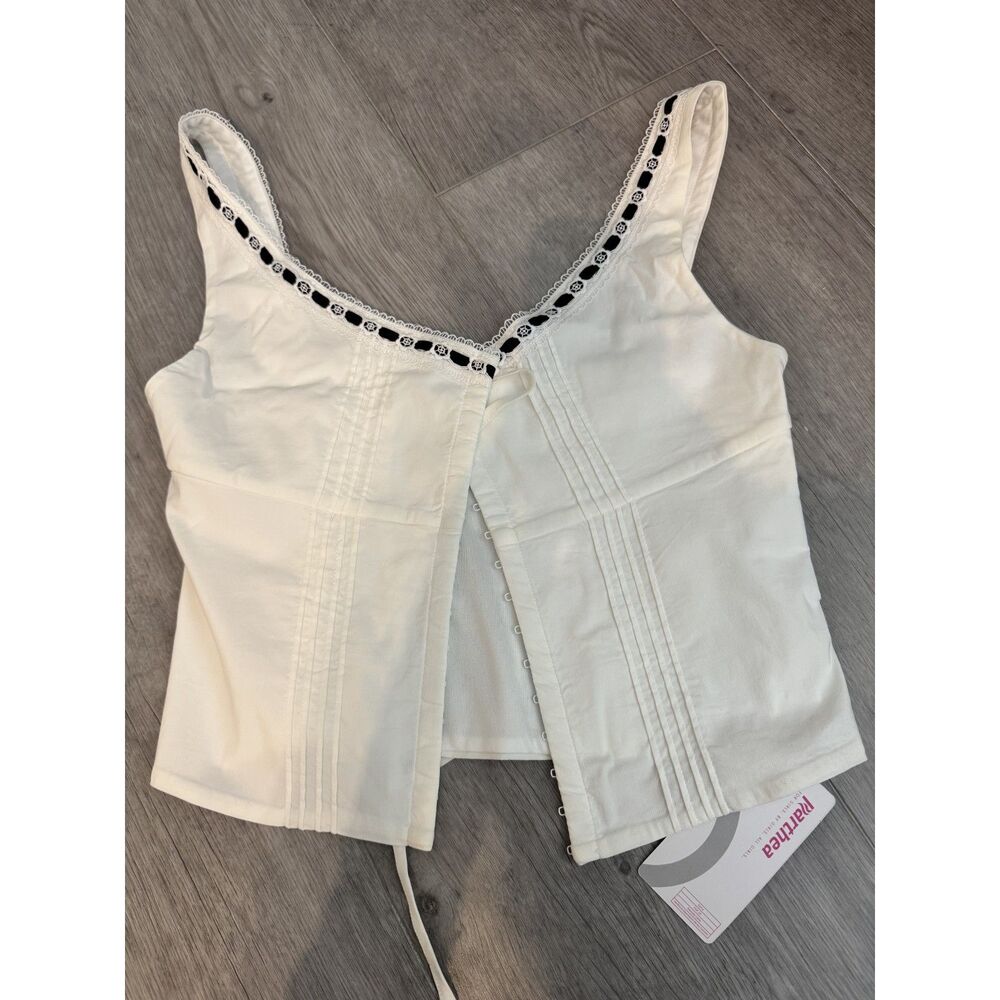 White black corset tie top